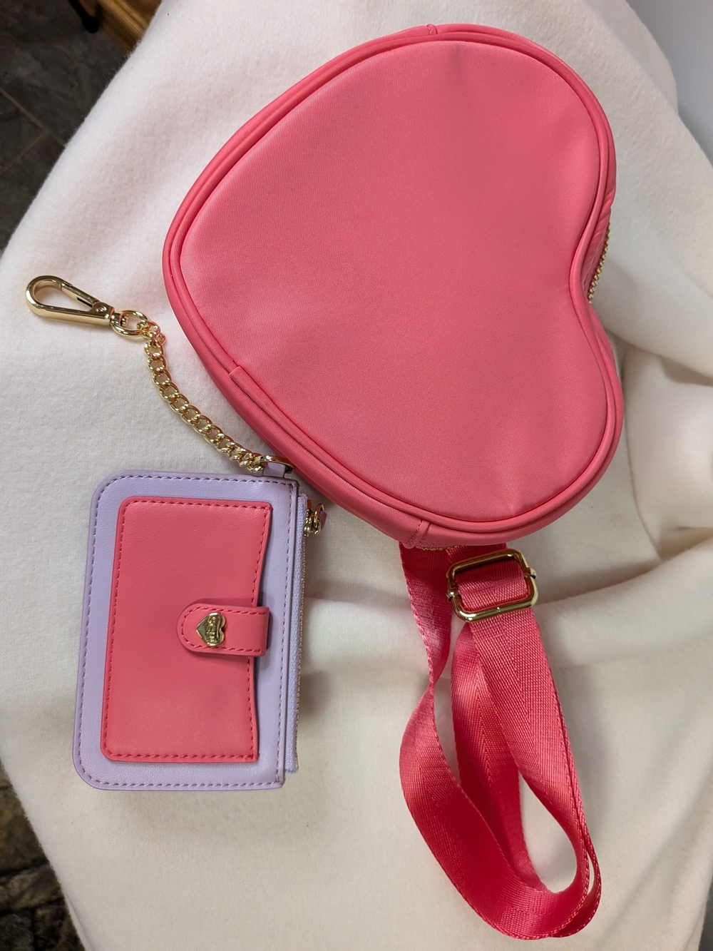 Stoney Clover Lane x Target Pink Heart Crossbody Bag & Matching Card Wallet Set
